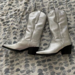 Jeffrey Campbell Dagget Western Cowboy Boots - Silver